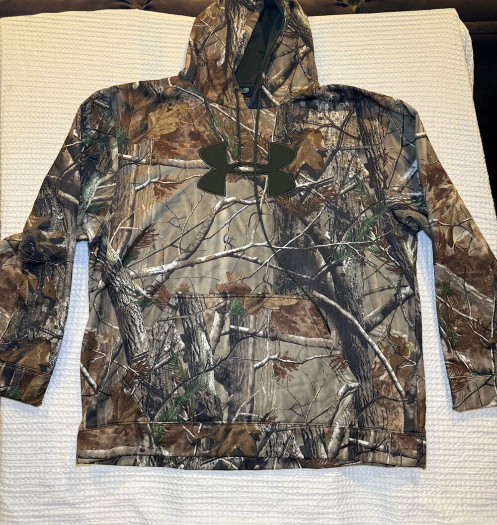 Under Armour Realtree Camo Hoodie Men’s 3XL Hunting Pullover Logo